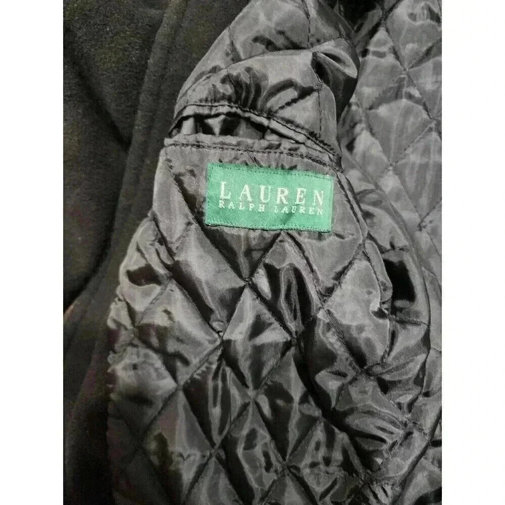 Ralph Lauren Cashmere Wool Overcoat Mens Black 42R Button Sport Trench Long Coat - Picture 4 of 8